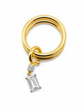 Anillo Doble Dorado con Dije Cuadrado