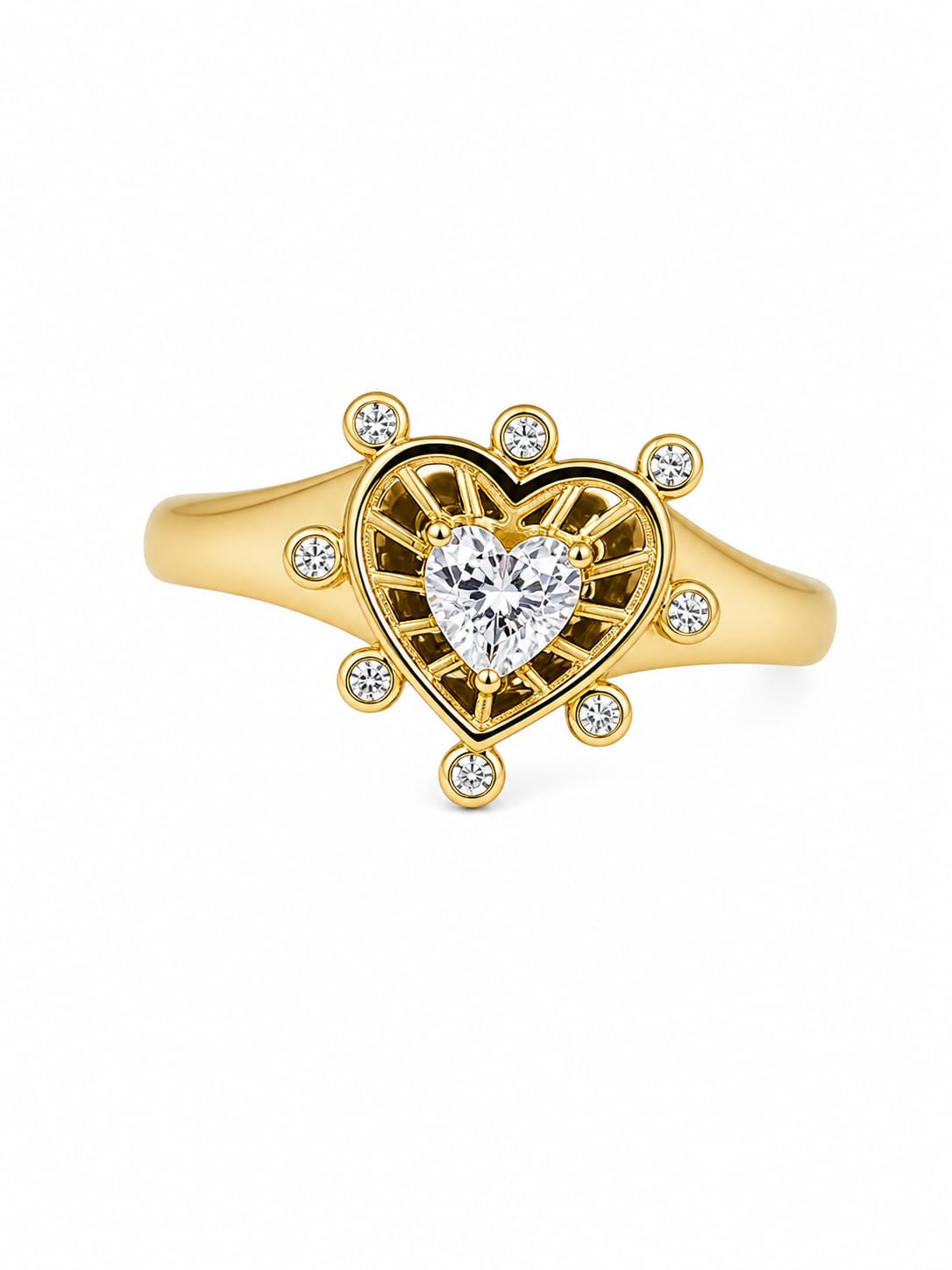 Anillo Corazón Dorado Radiante