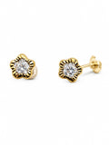 Broquel Flor con Zirconia Oro 10k