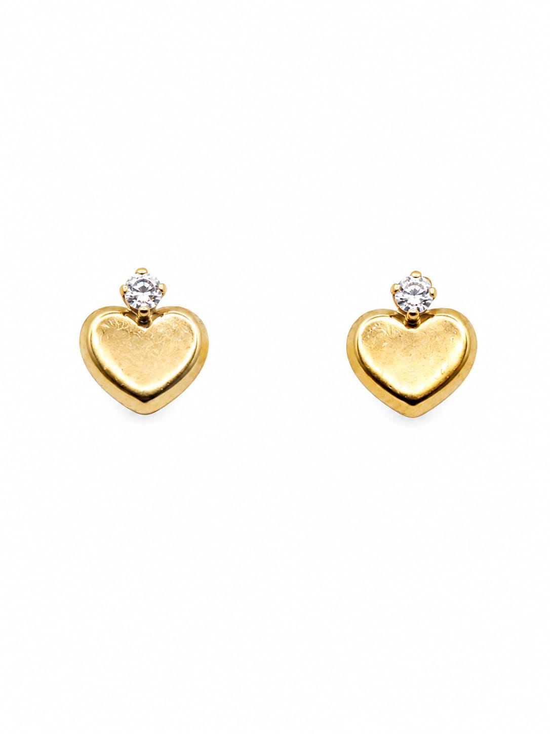 Broquel Corazón con Zirconia Arriba Oro 10k