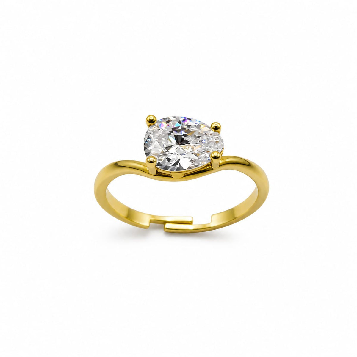 Anillo solitario oval