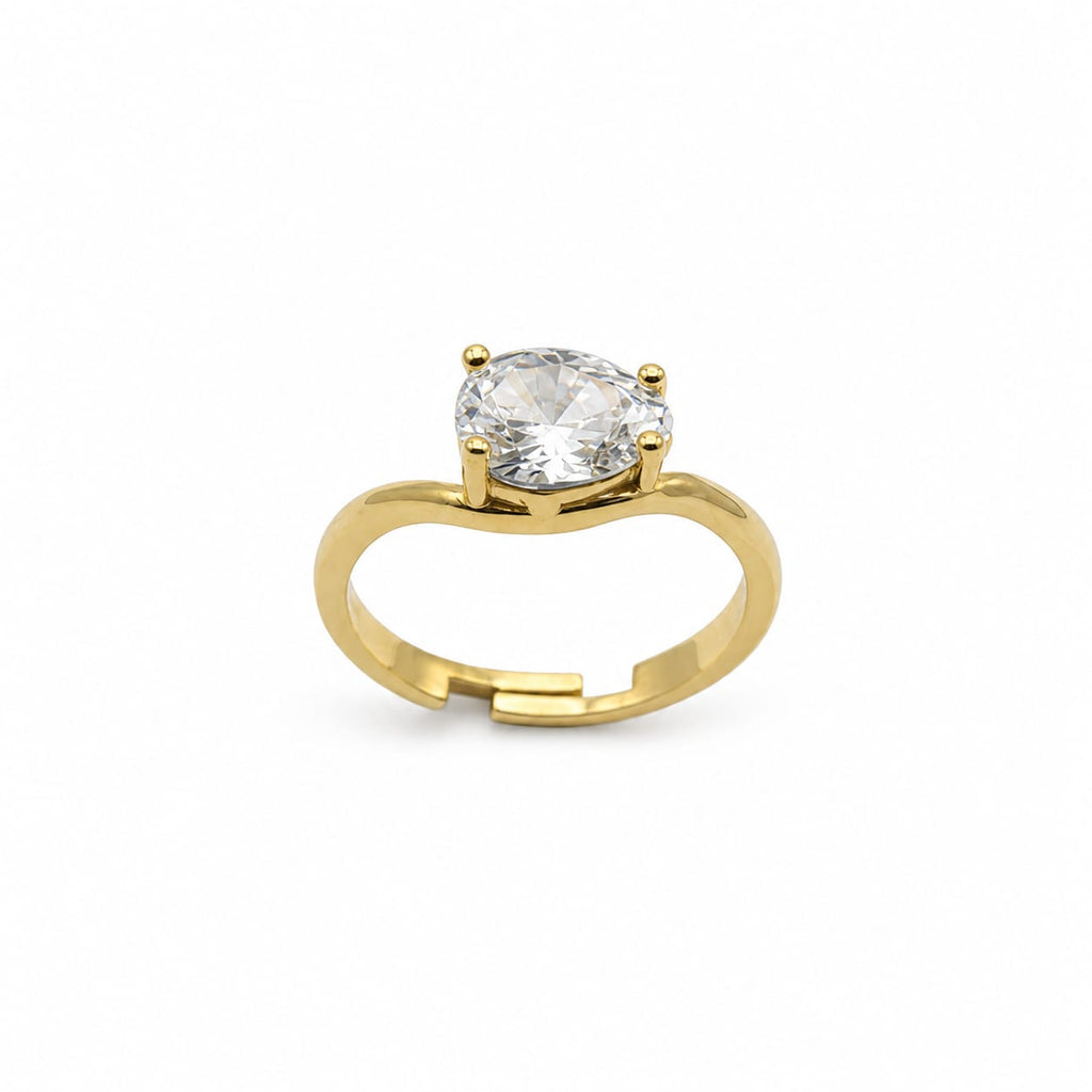 Anillo solitario oval