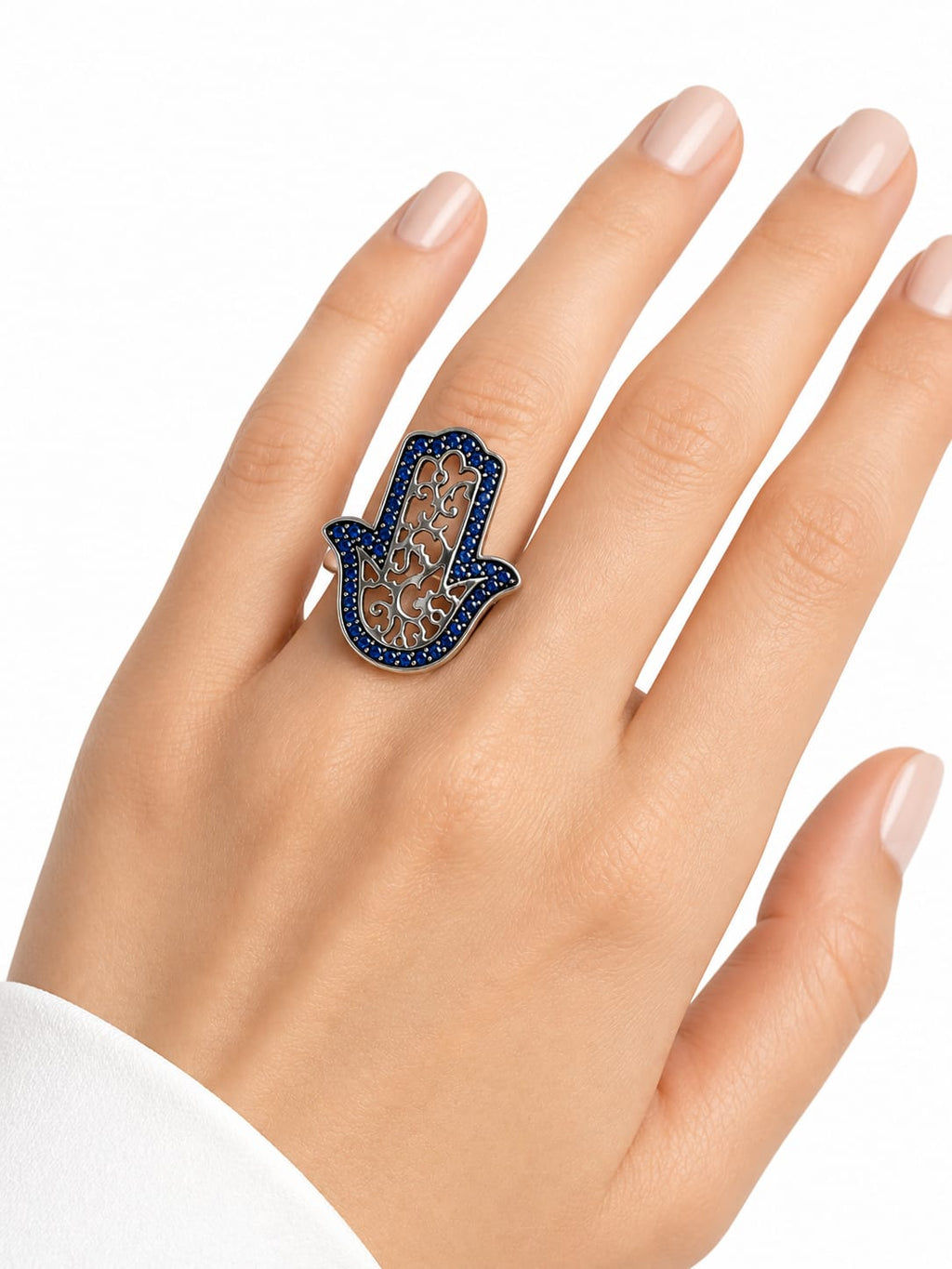 Anillo Mano de Fátima Azul