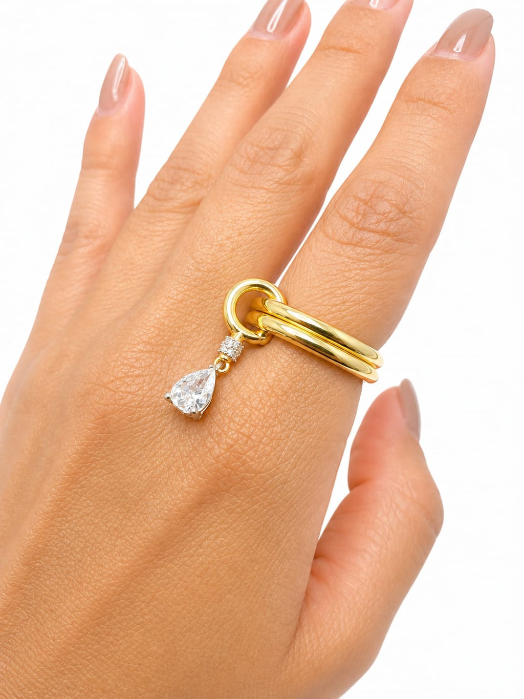 Anillo Doble Aro Gota Triangular