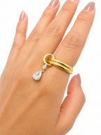 Anillo Doble Aro Gota Triangular